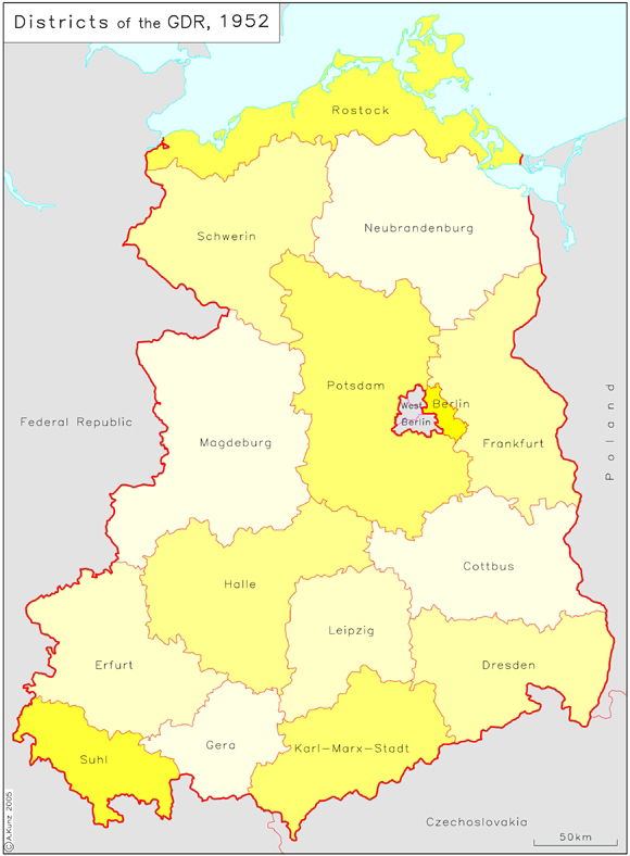 Districts [<I>Bezirke</I>] of the German Democratic Republic (1952)